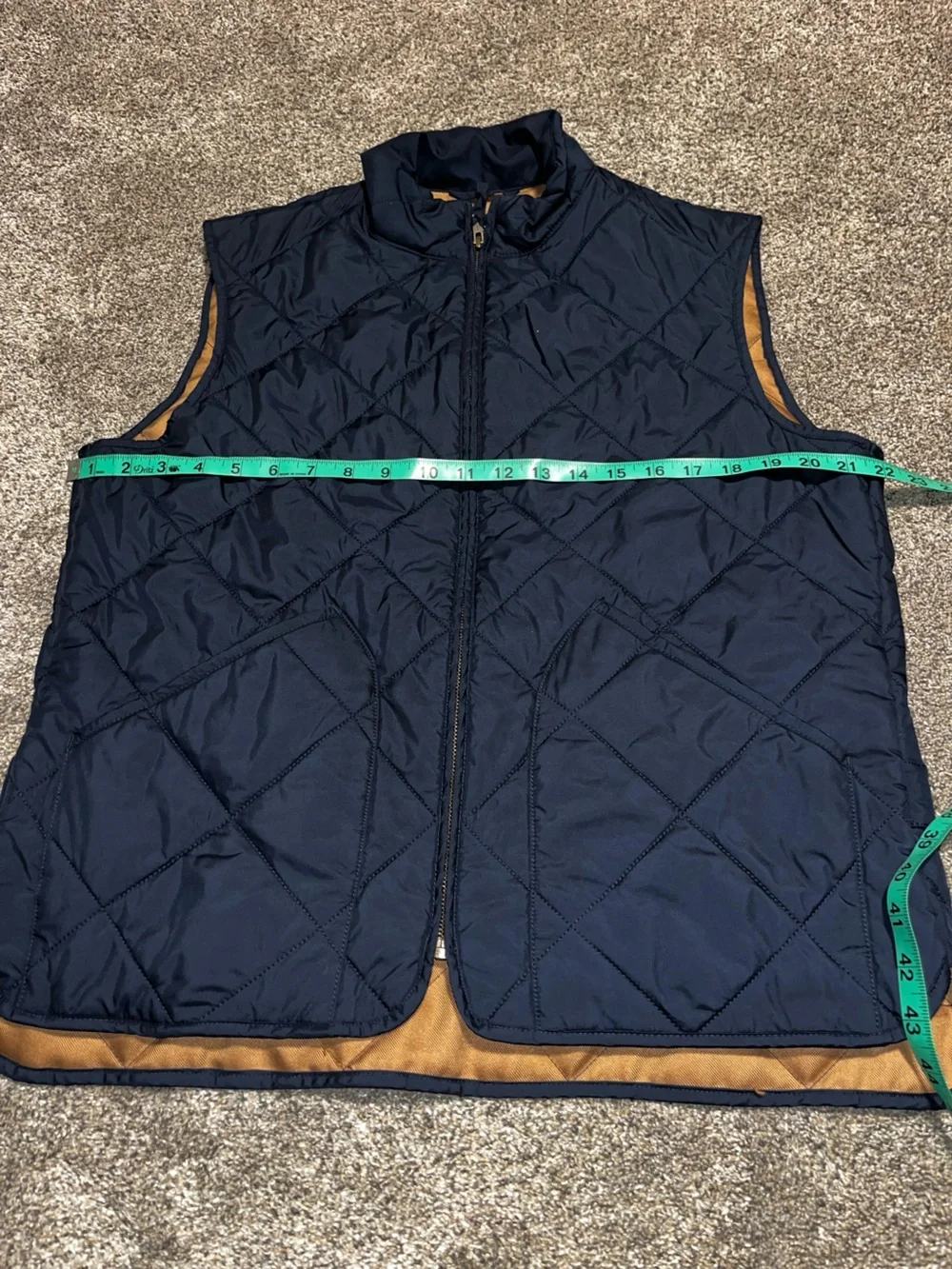 J Crew Vest Mens M Navy Blue Polyester Quilted Authentic Outerwear Classic
